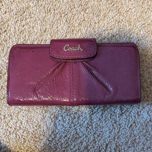 Coach Women's Plum Leather Wallet